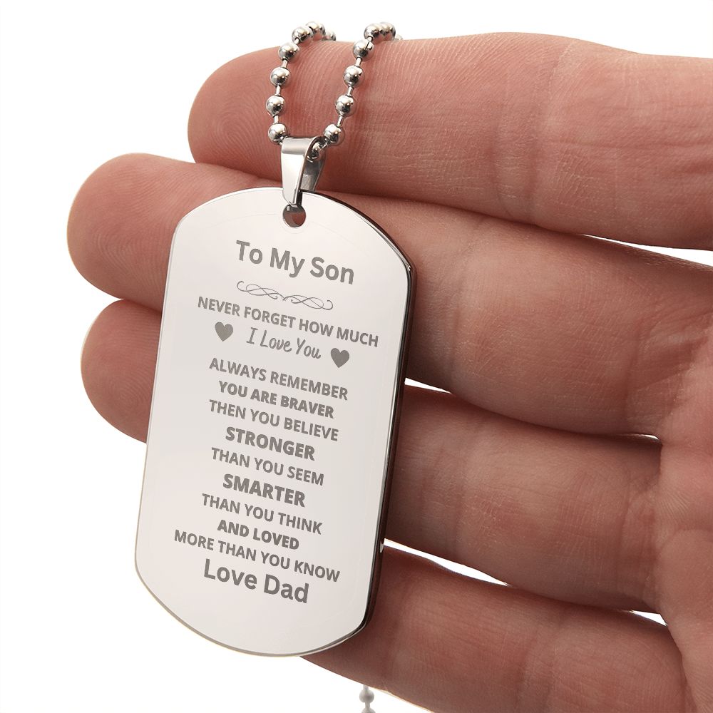 To Son From Dad Engraved Dog Tag