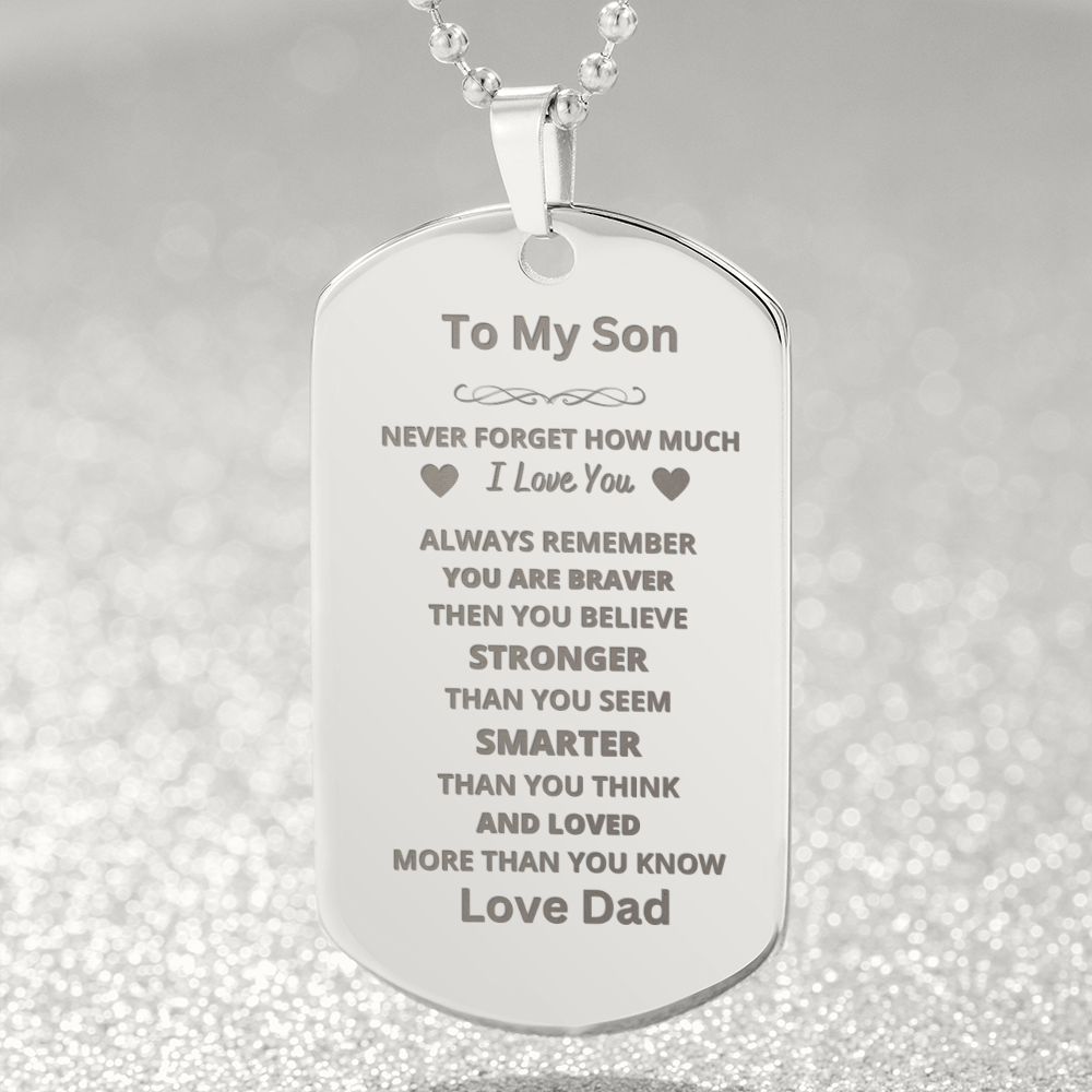 To Son From Dad Engraved Dog Tag