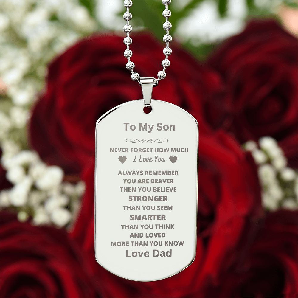 To Son From Dad Engraved Dog Tag
