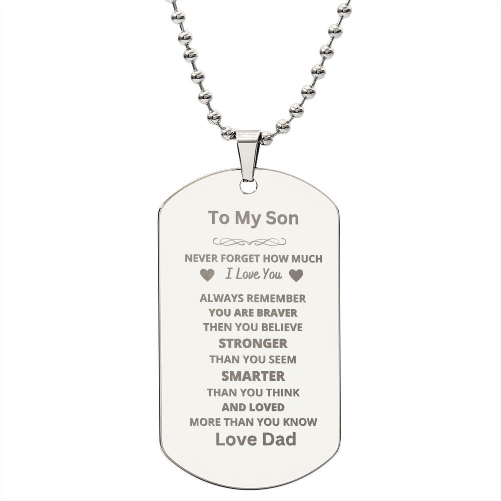 To Son From Dad Engraved Dog Tag