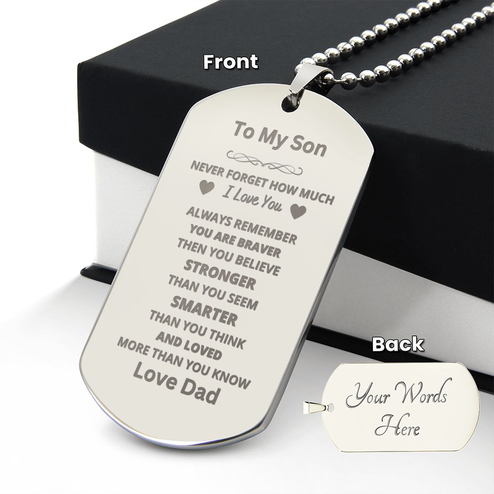 To Son From Dad Engraved Dog Tag