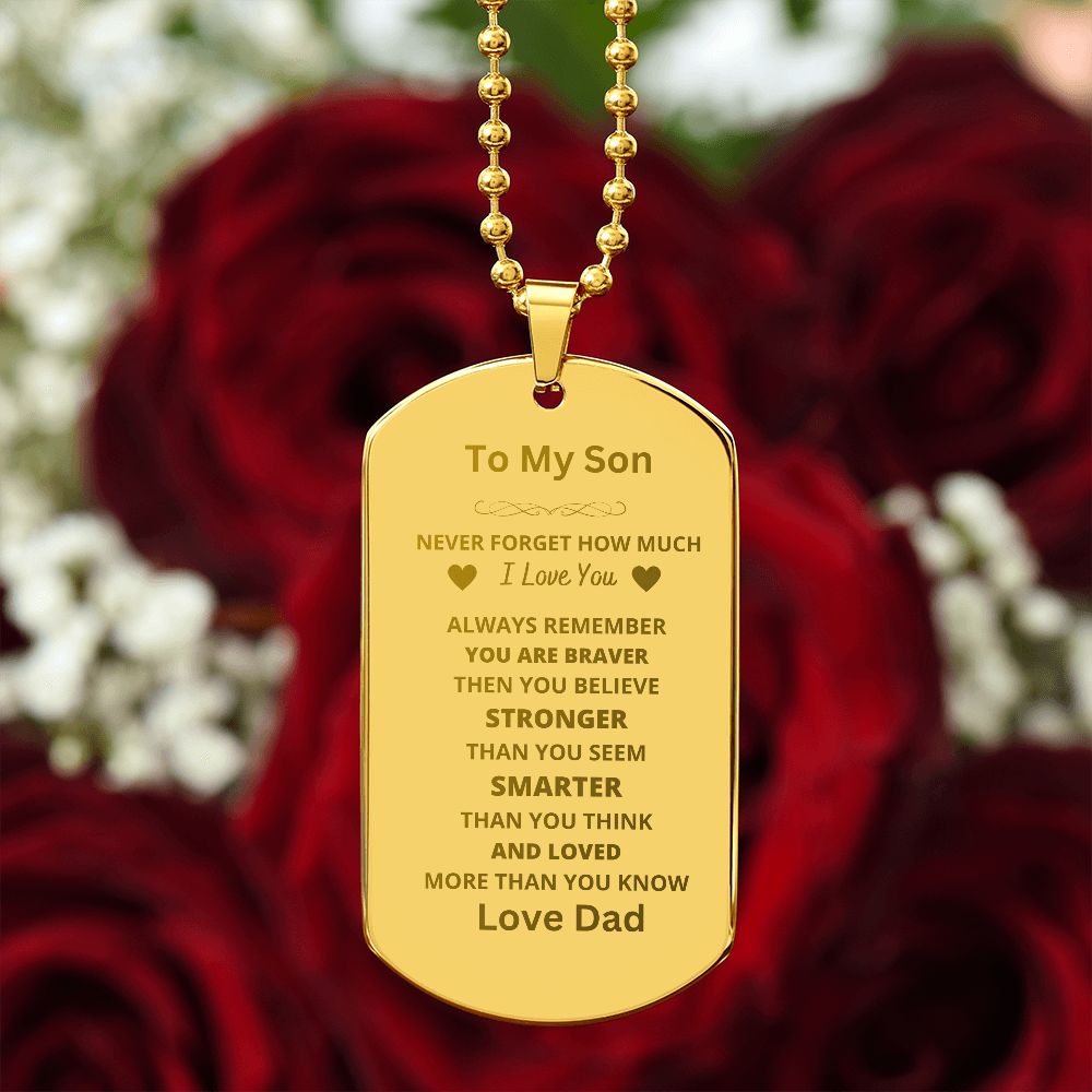 To Son From Dad Engraved Dog Tag
