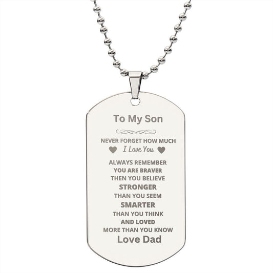 To Son From Dad Engraved Dog Tag