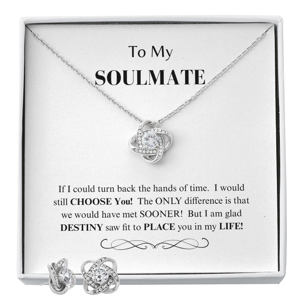 To My Soulmate Love Knot Necklace & Earrings