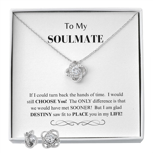 To My Soulmate Love Knot Necklace & Earrings