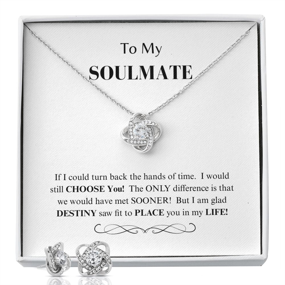 To My Soulmate Love Knot Necklace & Earrings