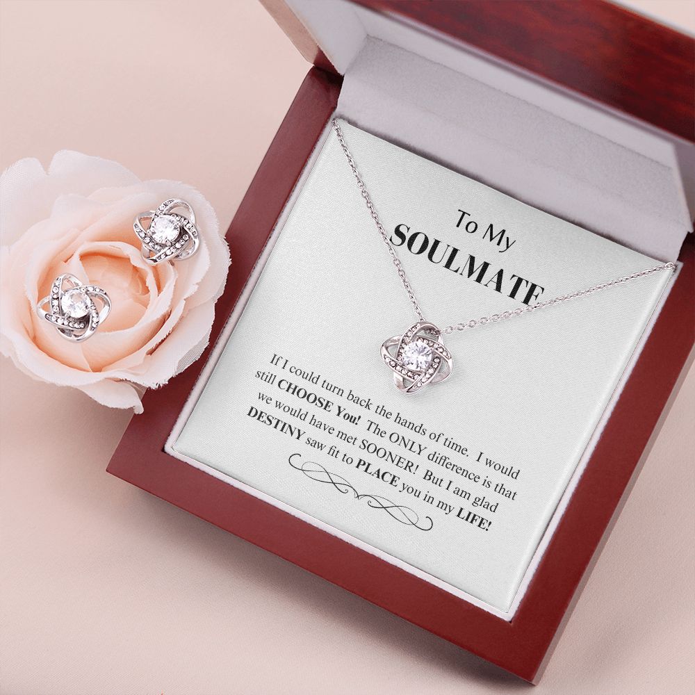 To My Soulmate Love Knot Necklace & Earrings
