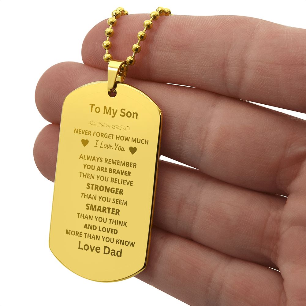 To Son From Dad Engraved Dog Tag