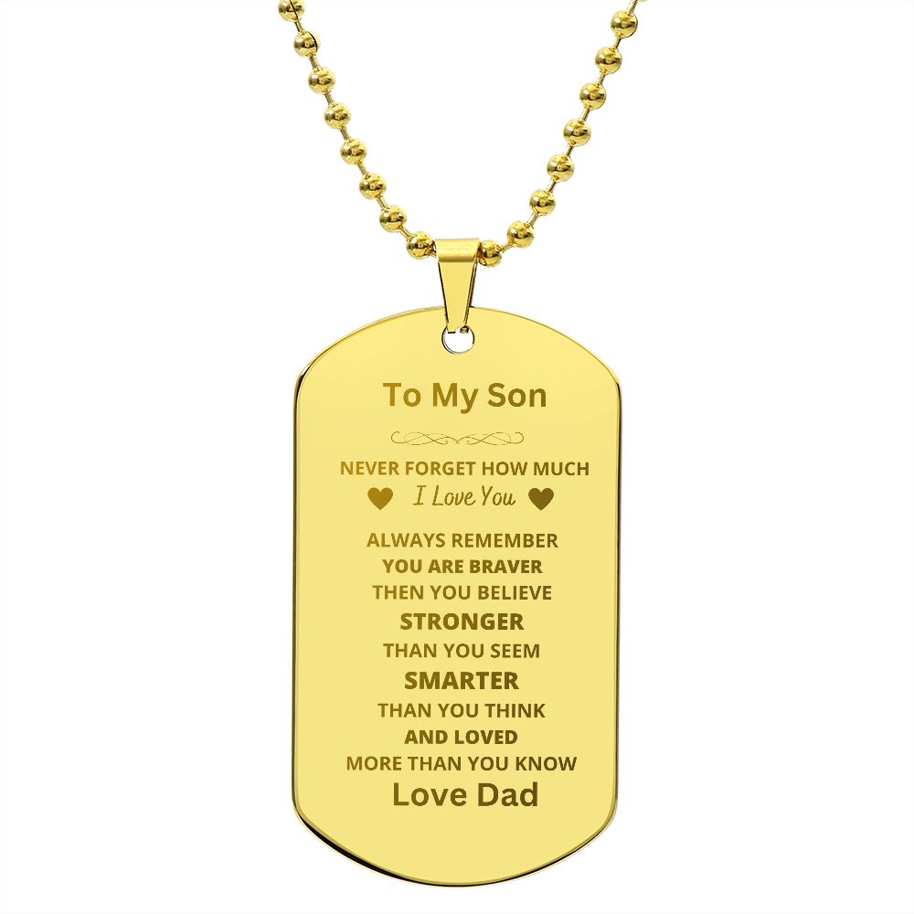 To Son From Dad Engraved Dog Tag